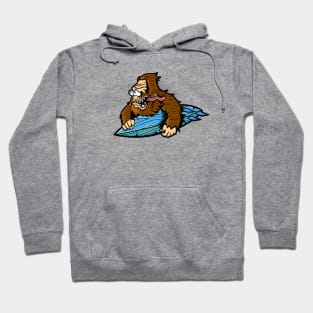 Sasquatch Surfer Cartoon Hoodie